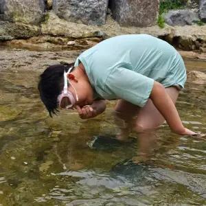 핑크 물안경 스노쿨링 귀마개 일체형