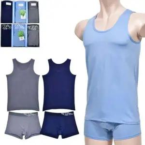 시원한 아이스쿨 남성 인견 런닝 드로즈 세트 3매입