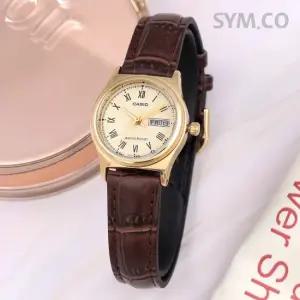 LTP-V006GL-9B 클래식 로마 데일리 아날로그 오토캘린더 여자 가죽 시계 d5