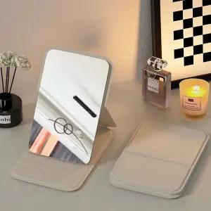 손거울 휴대용 접이식 사각 예쁜 손 거울 포켓 미러 아이보리