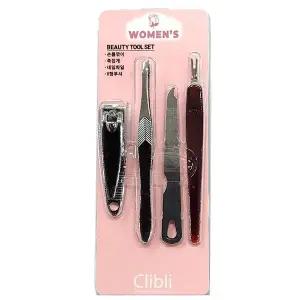 [콩심팥심]손톱가위 족집게 네일파일 V형푸셔 여성 미용세트 4입