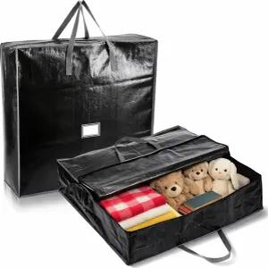 SATINIOR 2팩 크리스마스 화환 보관 용기 카드 슬롯 내구성 있는 손잡이와 이중 지퍼 대형 사각형 선물