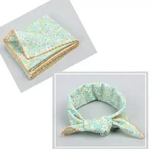 ( )순면사각스카프 민트플라워 쁘띠스카프 머플러 손수건 여성