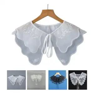 레이스 페이크 카라 넥케이프 스카프 탈부착 넥카이프 여자 목카라 셔츠 DIY 넥타이
