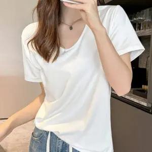 여성 U넥 루즈핏 반팔 티셔츠