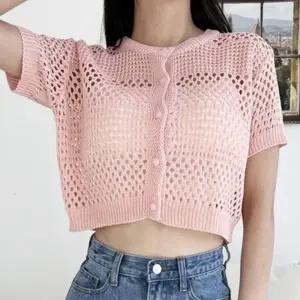 러블리 여성 바캉스웨어 썸머 그물 반팔 가디건