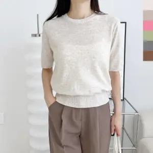 CAT 1004 여자캐시미어 라운드 반팔니트