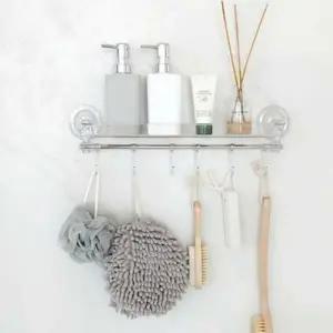 ( )무타공 투명한 후크가 있는 다용도 선반 흡착형