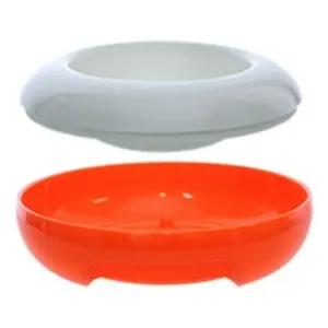 강아지 밥그릇 고양이 식기 애견 물그릇 주황화이트 S