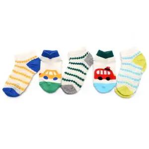 카링글커즈 5켤레  아동 자동차 발목 양말 세트 유아 아기 남아 여아 어린이 초등학생 주니어