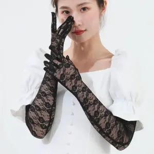 레이스 롱장갑 자외선 차단 시스루 장갑 파티 롱토시