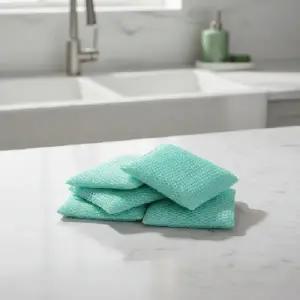 ( )주방 그물망사수세미 5P 그린 거품 잘나는 아크릴 세척용 수세미