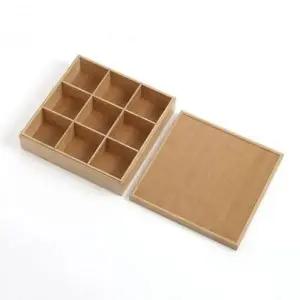 ( )덮개형 원목 정리함 대나무 보관함 수납함 9칸