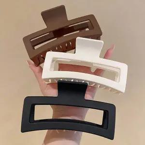 매트 무광 사각 왕 헤어 집게핀 머리핀 X3개 (랜덤)