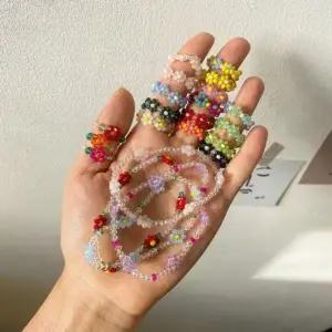 구슬 컬러 플라워 비즈 삐삐 꽃 패션반지 반지