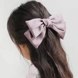 실크 반묶음헤어핀 왕리본 여성헤어핀 퍼플