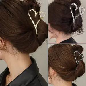 올림머리 고정 하트 메탈 헤어집게 핀 반묶음 머리삔