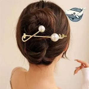 메탈 진주 장식 헤어핀 세련된 스타일링 필수