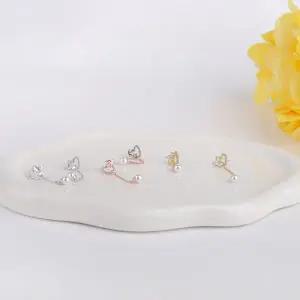 시후주얼리 하트 크리스탈 펄 드롭 귀걸이 EC456E