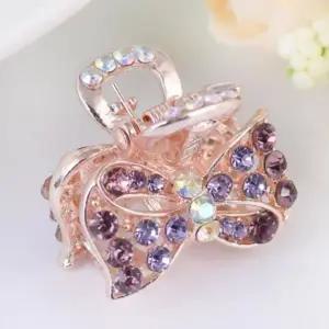 다이스헤어집게핀3p(퍼플)큐빅리본미니헤어핀