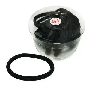 B매듭없는 납작주름 검정고무줄 30P 코사지 헤어밴드