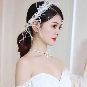 깃털핀 깃털장식 웨딩헤어핀 헤어장식 헤어머리핀