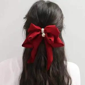 레드 진주 헤어핀 나비헤어핀 자동헤어핀 예쁜헤어핀