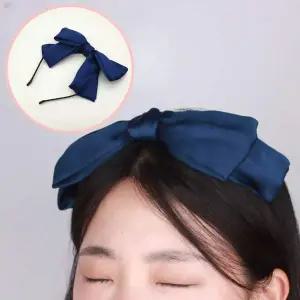 머리띠 헤어 스타일링 왕리본 네이비
