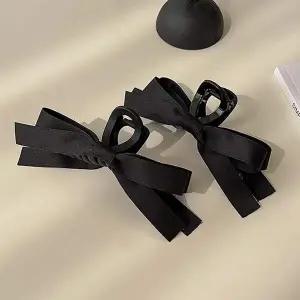 블랙 리본 무광 유광 올림머리 헤어 집게핀