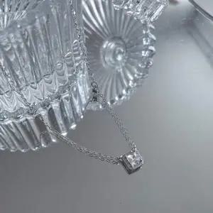 사각 큐빅 심플 귀찌 목걸이 팬던트 귀걸이