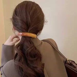 빈티지 베이직 일자 자동핀 헤어악세사리 긴머리 둥근 머리집게