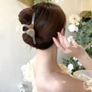 여자 귀여운 투명 헤어핀 하트 아크릴 집게핀 3컬러