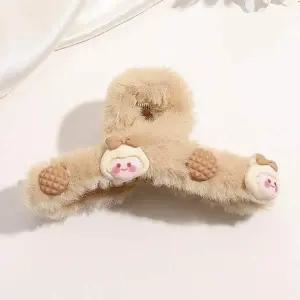 털집게핀 뽀글이집게핀 소녀 머리꽂이 바나나핀