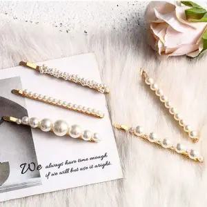 예쁜 진주 머리핀 액세서리 헤어핀 일자핀 헤어집게