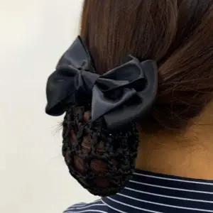간호사머리망 올림머리 리본 머리망 헤어핀 블랙