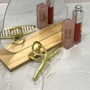 집게핀 올림머리 무광 골드 꼬임 메탈집게핀