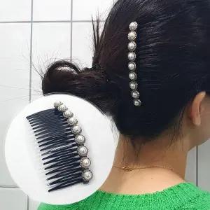 빗핀 올림머리 클립형 진주 헤어빗핀