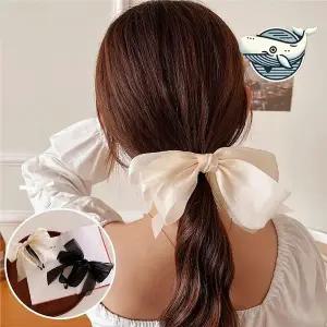 여성 리본 헤어핀 쉬폰 포니테일 헤어장식
