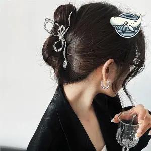 고급스러운 실버 헤어 집게핀 세련된 스타일