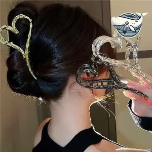 유니크 하트 빅사이즈 집게핀 여성 올림머리