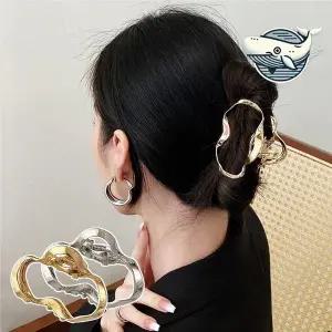 여성 헤어핀 멋진 타원형 메탈 집게핀 큰