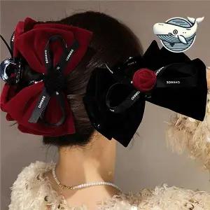 벨벳 리본 머리핀 고급 스타일리쉬 헤어 장식