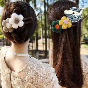 컬러풀 꽃집게핀 헤어 악세서리 겨울 데일리