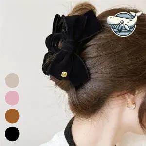 벨벳 리본 집게핀 포인트 헤어 액세서리
