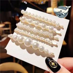 여성용 진주 장식 집게핀 5종 우아한 헤어핀