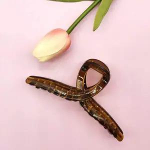 헤어 머리집게핀 뒷머리 브라운 대형 머리집게