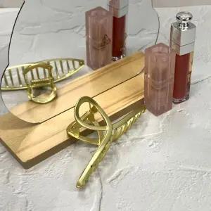 올림머리 무광 골드 꼬임 메탈집게핀