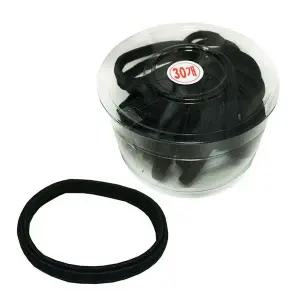 매듭없는 납작주름 검정고무줄 30P 코사지통 머리끈