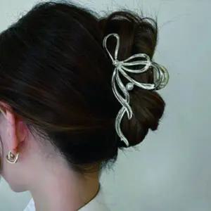 2색 1개 대형 메탈 리본 집게핀 헤어핀 집게삔 올림머