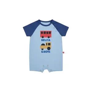 벨리타앤보이즈 베이비 블루 버스 앤 트럭 컬러 블록 숏 점프수트 BB5ABS01BL
